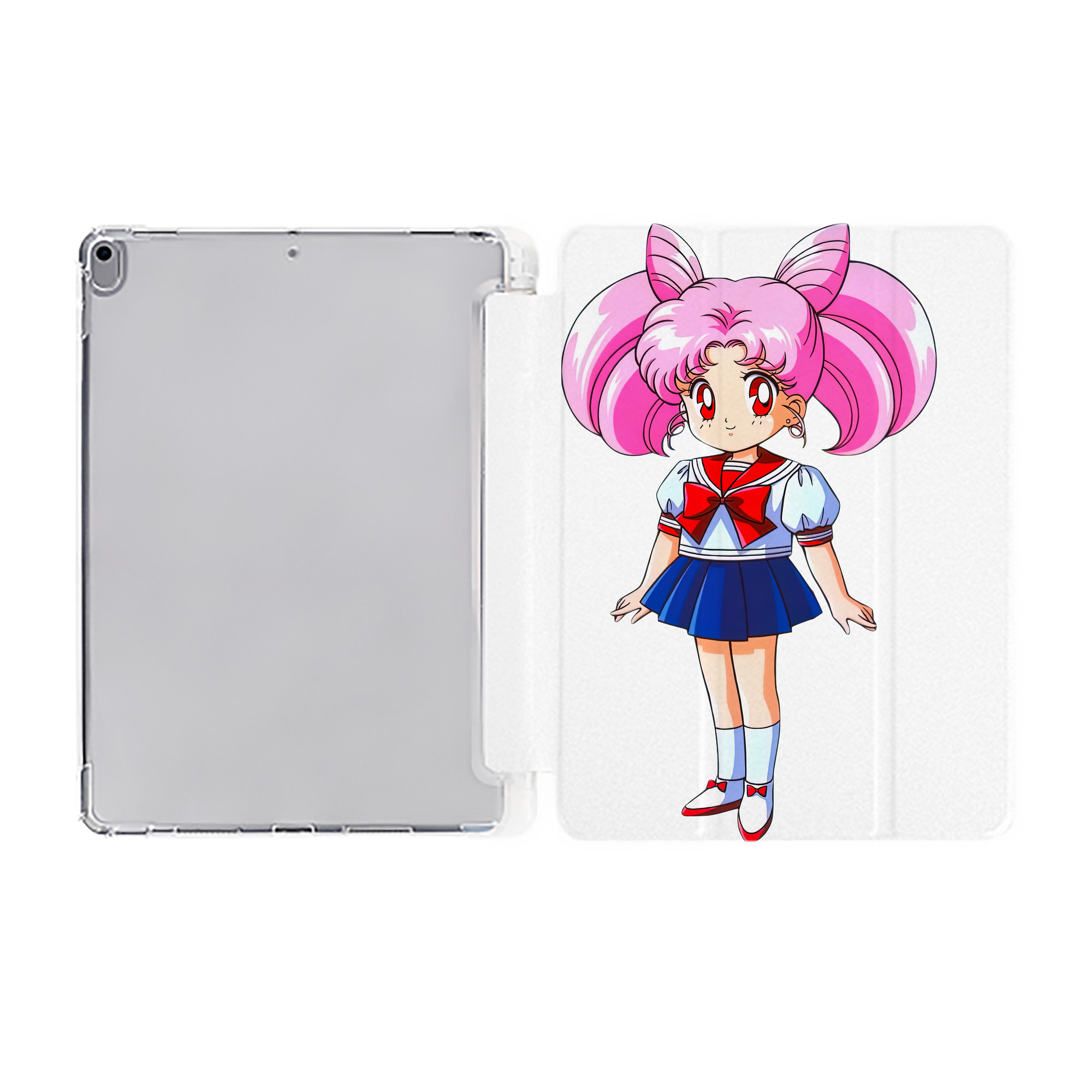 （画像用） 美少女戦士セーラームーン ちびうさ Sailor Moon Chibiusa Tsukino Usagi Small Lady Serenity IPad ケース ペン収納付き 三つ折りスタンド PUレザー×シリコン 対応機種9.5/10.5/10.9インチ